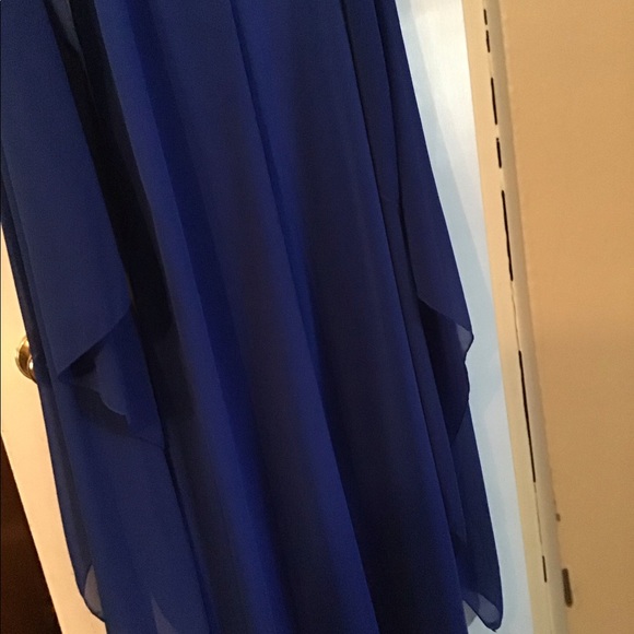NWOT bright blue dress with attached cape - Picture 4 of 5